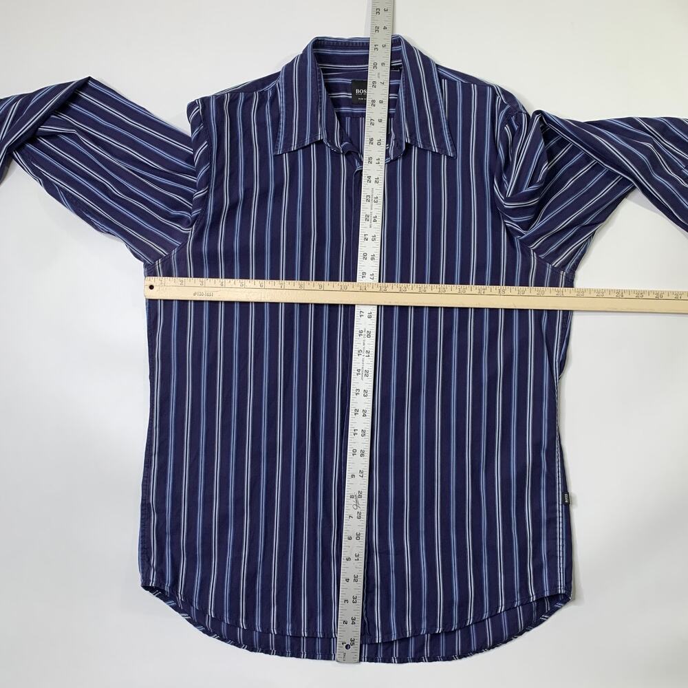 Vintage Hugo Boss Shirt Mens L Large Windsor Slim Fit Long Sleeve Striped Y2K - Picture 4 of 7